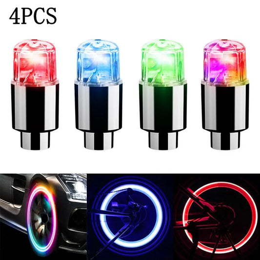 4Pcs Tire Valve Cap Lights Durable Tire Lights For Car Air Valve Caps With Lights For Motorcycles Bicycles Electric Vehicles